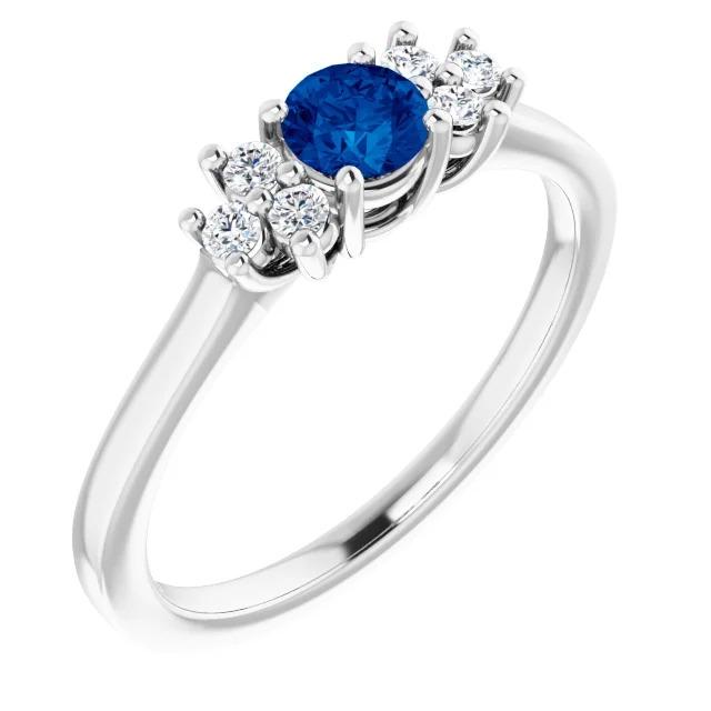 Picture of Harry Chad Enterprises 61221 Round Blue Sapphire Stone 1.50 CT Engagement Ring, Size 6.5