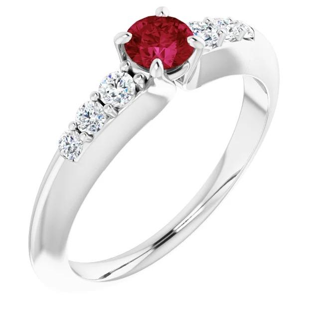 Picture of Harry Chad Enterprises 61235 Round Ruby 1.50 CT Engagement Ring&#44; 14K White Gold - Size 6.5