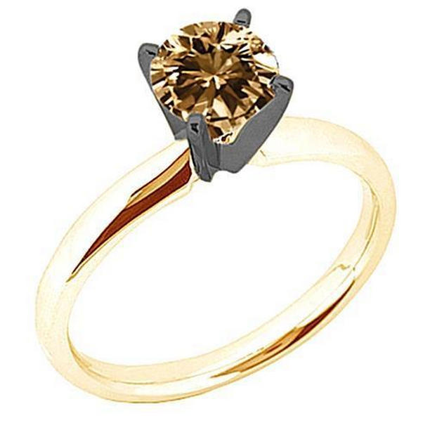 61256 1.25 CT Champagne Diamond Gemstone Yellow Gold Wedding Ring, Size 6.5