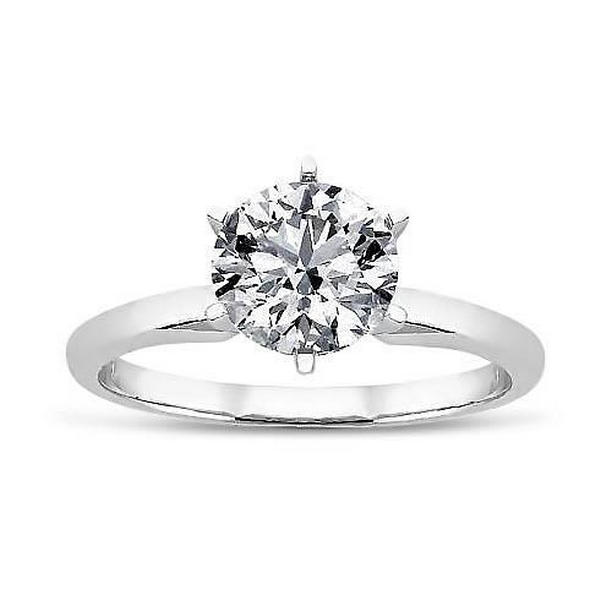 61270 1.40 CT Round Diamond Solitaire Wedding Ring, 14K White Gold - Size 6.5