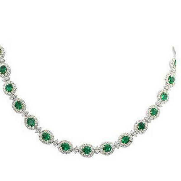 Picture of Harry Chad Enterprises 61900 32 CT Womens Emerald & Diamond Necklace&#44; White Gold