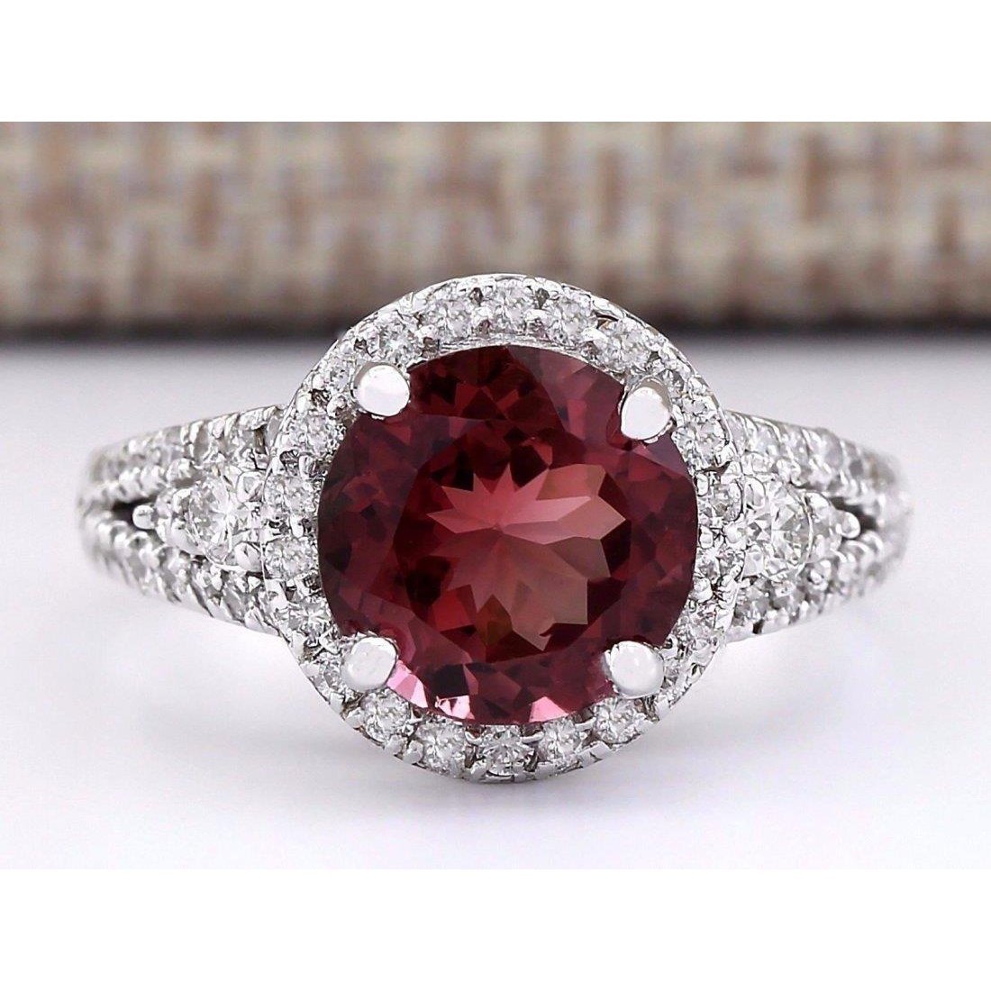 61940 Tourmaline & Diamonds 9 CT Engagement Ring, 14K White Gold - Size 6.5