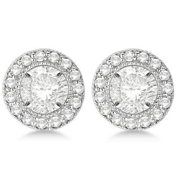 62530 2.90 CT Round Diamond Jacket Womens 14K White Gold Stud Earring, Size 6.5