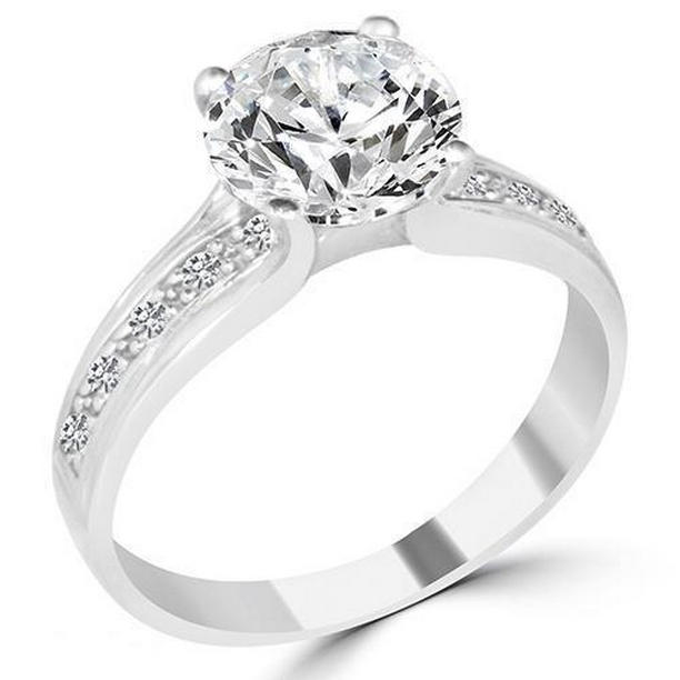 62551 Sparkling 2.50 CT Diamond Ring with Accents, White Gold - Size 6.5