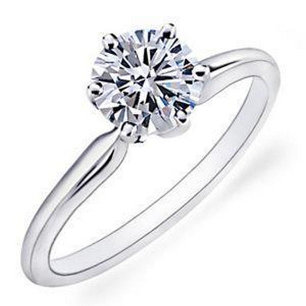 62557 1.25 CT White Gold Ladies Round Cut Solitaire Diamond Wedding Ring, Size 6.5