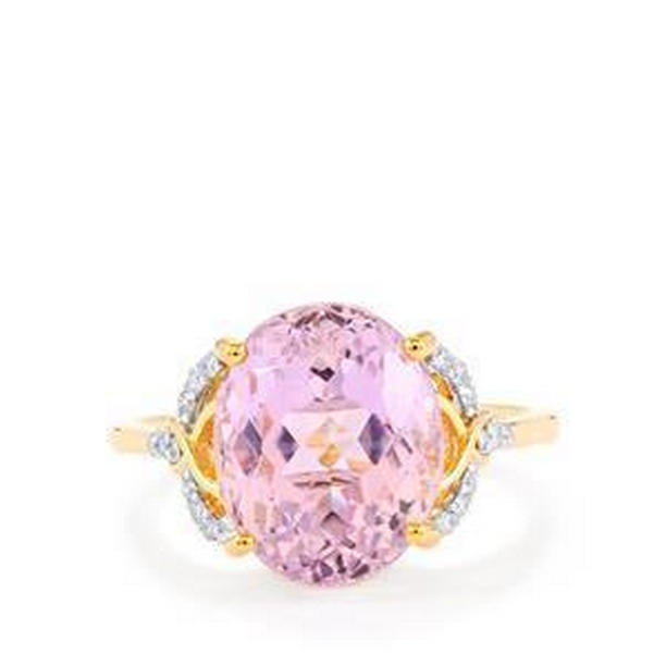 Picture of Harry Chad Enterprises 62580 14K Yellow Gold Prong Set 15.50 CT Kunzite with Diamonds Ring&#44; Size 6.5