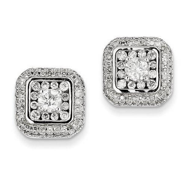 62588 2.50 CT 14K White Gold Diamond Post Halo Stud Earrings