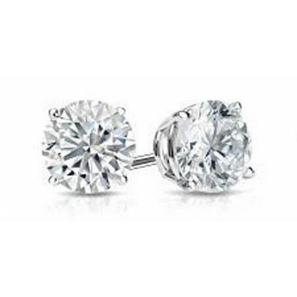 62590 1.80 CT Solitaire Diamond Stud Earrings, 14K White Gold