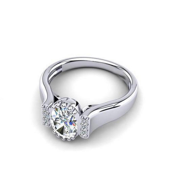 1.75 CT Oval & Round Cut Diamonds Ring, 14K White Gold - Size 6.5