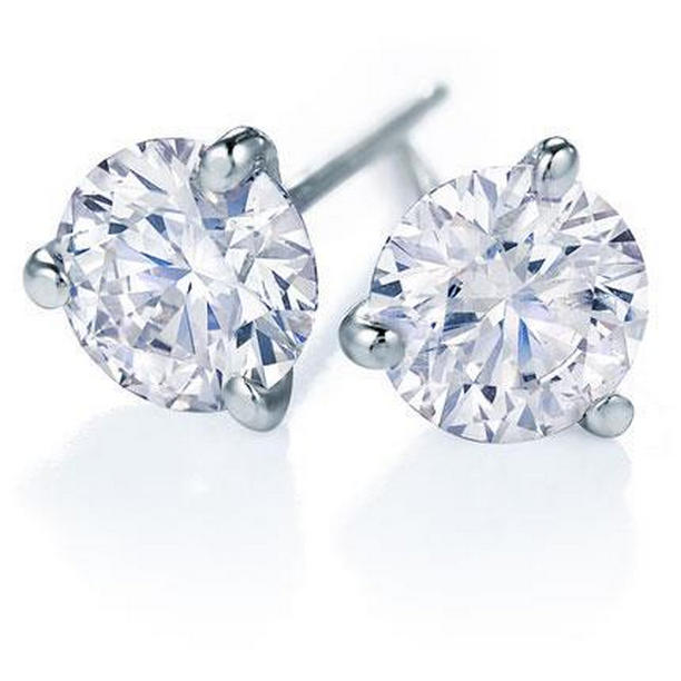 62615 2.40 CT Round Cut Solitaire Diamond Stud Earring, 14K White Gold