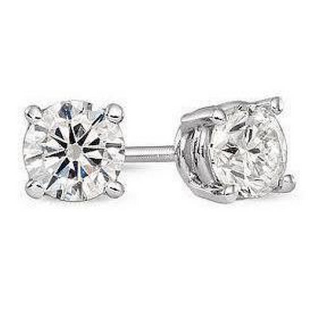 62617 2.5 CT Round Cut Diamond Stud Womens Earring, 14K Solid White Gold