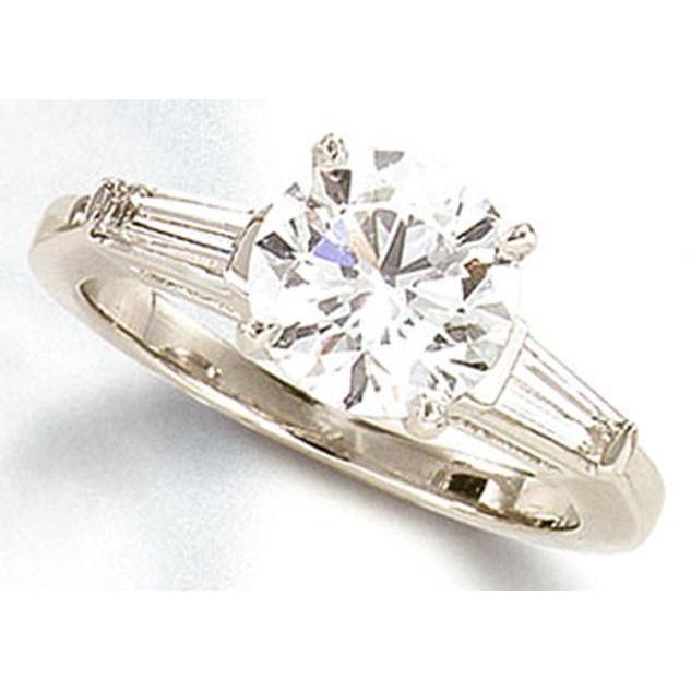 6325 2.10 CT Diamond Engagement Three Stone Ring, White Gold - Size 6.5