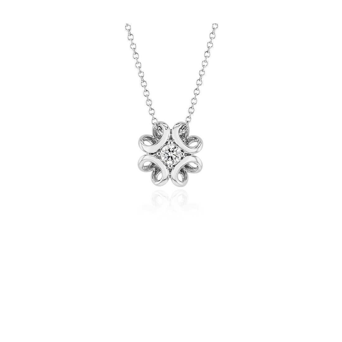 1 CT Round Diamond Pendant, 14K Solid White Gold