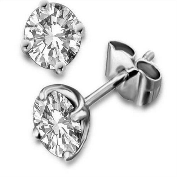 63259 1.80 CT Round Solitaire Diamond Stud Earring, 14K White Gold
