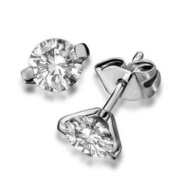 63261 1.70 CT Solitaire Round Diamond Stud Earring, 14K White Gold