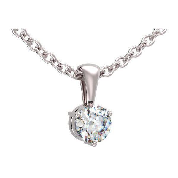 63308 1 CT Three Prong Set Round Diamond Pendant, 14K White Gold