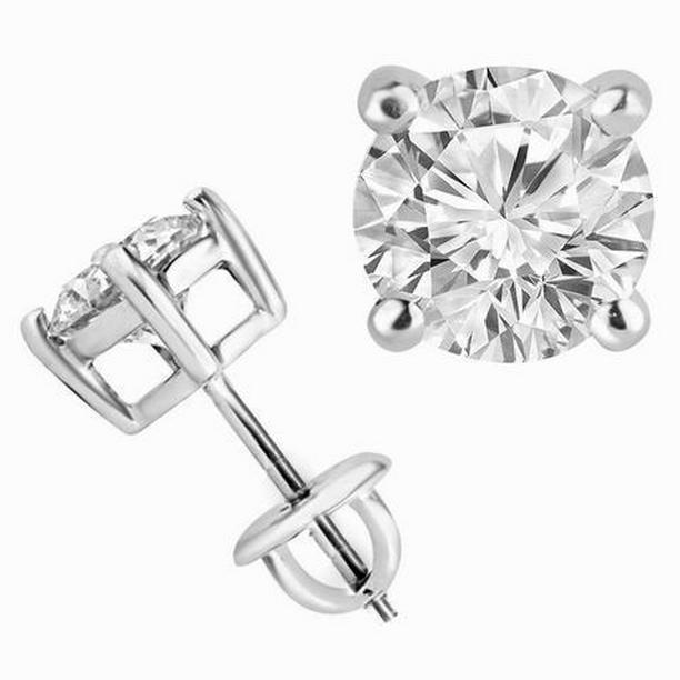 1.80 CT 14K White Gold Womens Round Diamond Stud Fine Earring