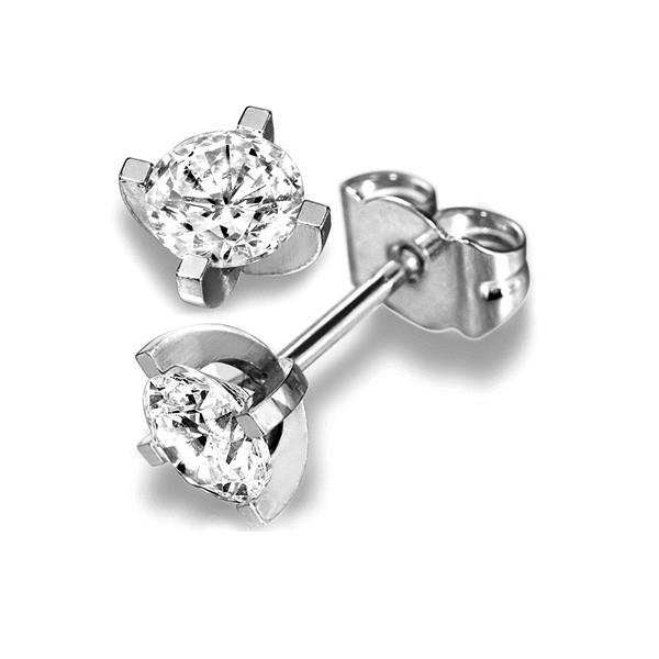 64042 Four Prong Style Lady 2.5 CT Round Cut Diamonds Stud Earring, 14K Gold