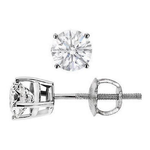 64043 2.50 CT Round Cut Gorgeous Diamonds Stud Earring, 14K White Gold
