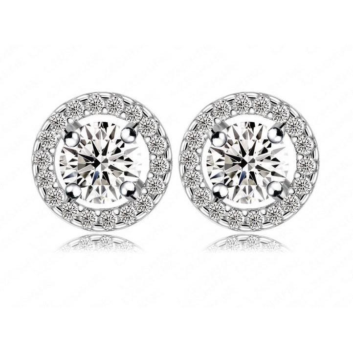 64047 2.76 CT Prong Set Round Diamond Lady Stud Earring, 14K White Gold