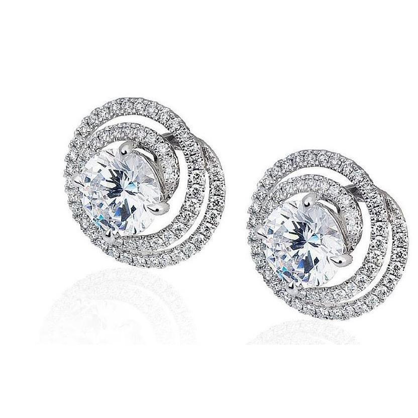 64049 Round Cut Sparkling 2.76 CT Diamond Lady Halo Stud Earrings