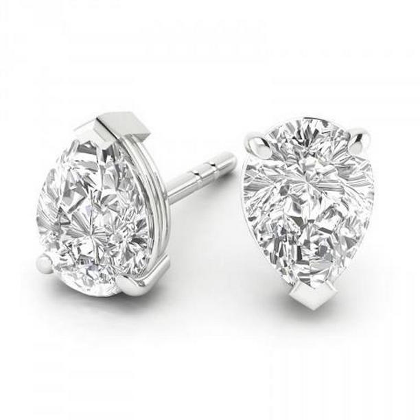64051 Womens Pear Cut Diamond 1.60 CT Solid Gold Stud Earrings