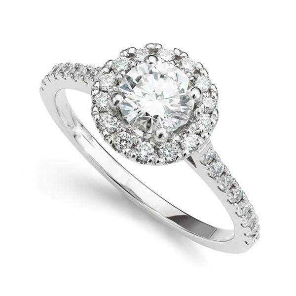 64055 Round Cut 1.8 CT Diamond Halo Wedding Ring, Size 6.5