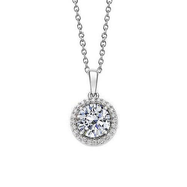 64058 1.49 CT Round Diamond Tenis White Gold Necklace Pendant