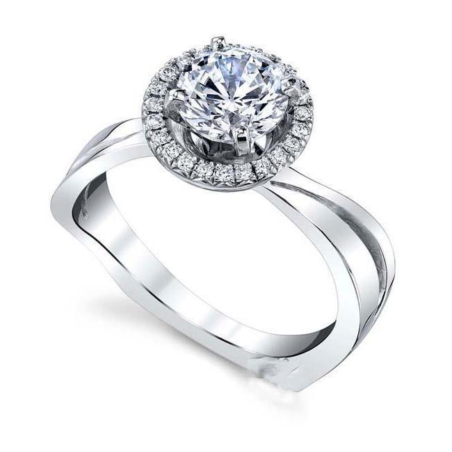 64059 2.50 CT Diamond Halo Engagement Ring, White Gold - Size 6.5