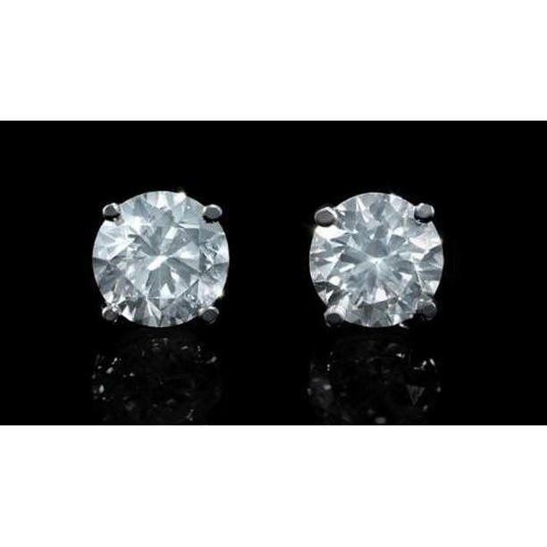 64060 2.5 CT Round Cut Diamond Stud Earring, 14K White Gold