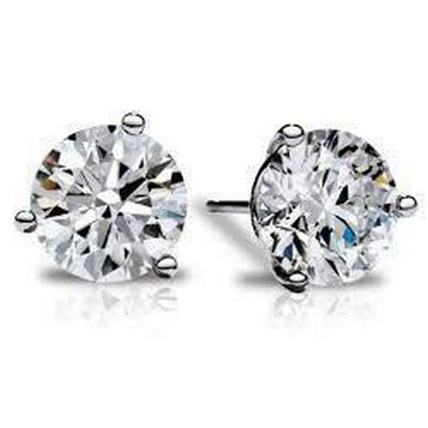64080 Solitaire Round Cut Diamond 2 CT Womens Stud Earrings