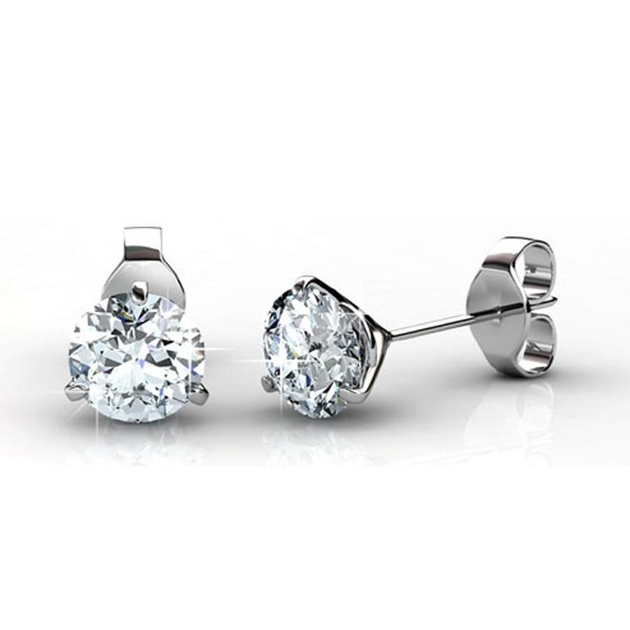 Three Prong Set 2.50 CT Round Cut Diamonds Ladies Stud Earrings