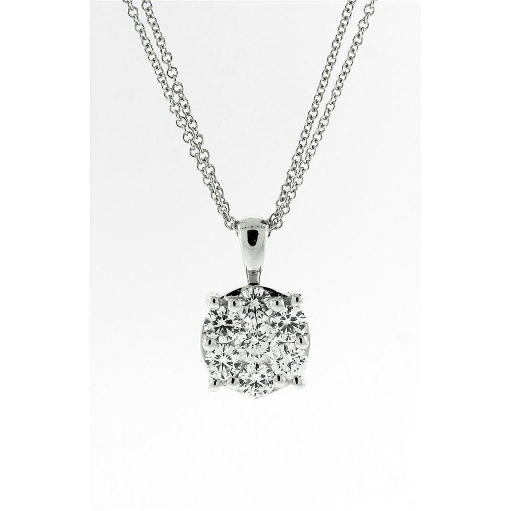 64697 Round Diamond 3.75 CT Pendant Necklace, 14K White Gold