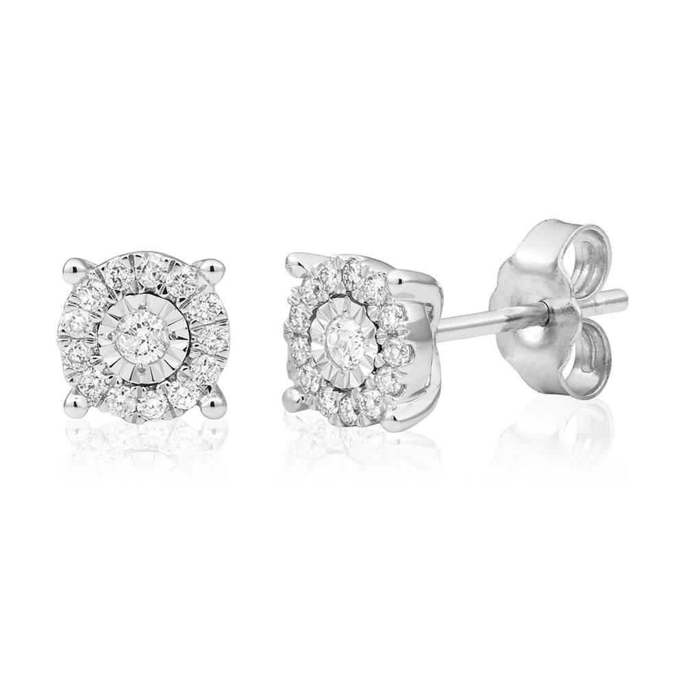 14K White Gold 2 CT Sparkling Round Diamond Womens Stud Earrings