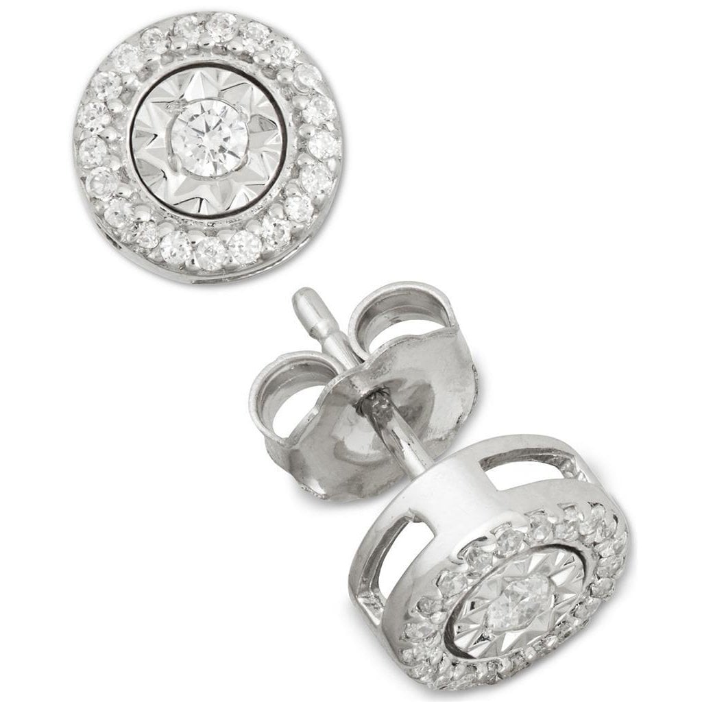 64712 Prong Set Round Cut 3.10 CT Diamond Womens Stud Halo Earrings