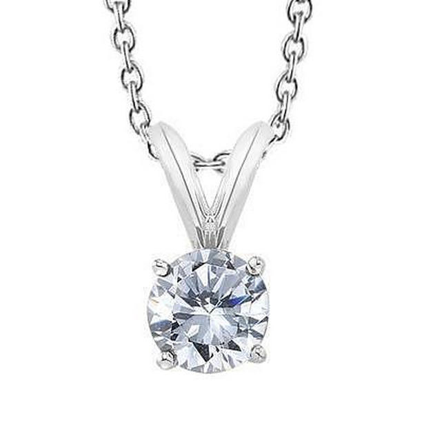 Round Cut Diamond Pendant 0.90 CT 14K White Gold Four Prong Set