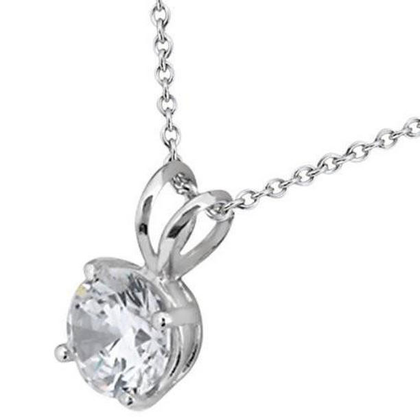 64724 1 CT Solitaire Round Cut Diamond Pendant 14K White Gold Prong Set