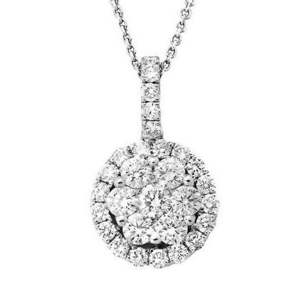 64757 0.47 CT Round Cut Diamonds Ladies Pendant Necklace, 14K White Gold