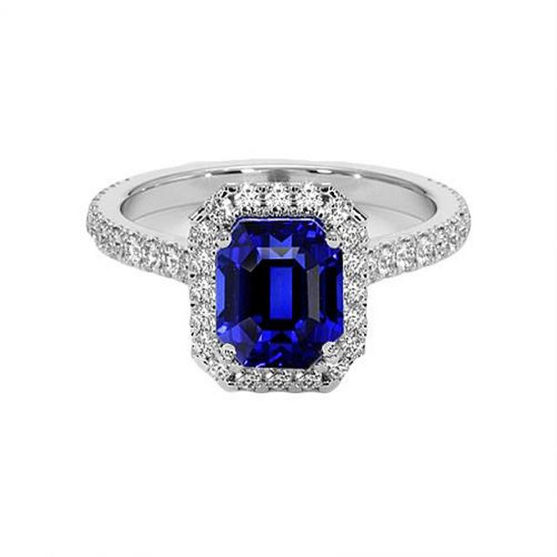 Picture of Harry Chad Enterprises 65604 10.25 CT Halo Blue Sapphire Diamond Ring with Accents&#44; Size 6.5