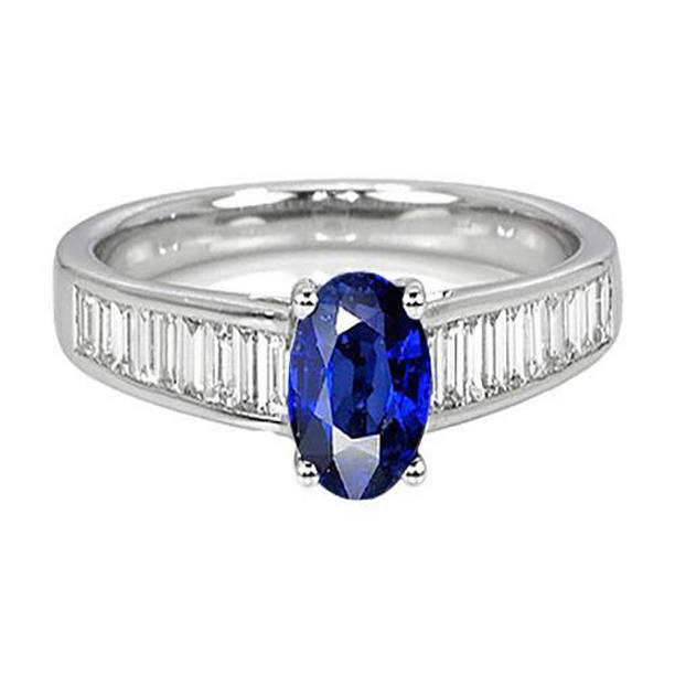 Picture of Harry Chad Enterprises 65628 9.50 CT Diamond Engagement Accents Oval Sri Lankan Sapphire Ring&#44; Size 6.5