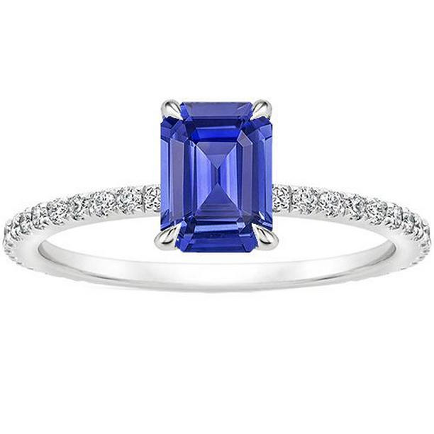 Picture of Harry Chad Enterprises 66114 4 CT Solitaire Accents Emerald Blue Sapphire & Diamond Ring&#44; Size 6.5