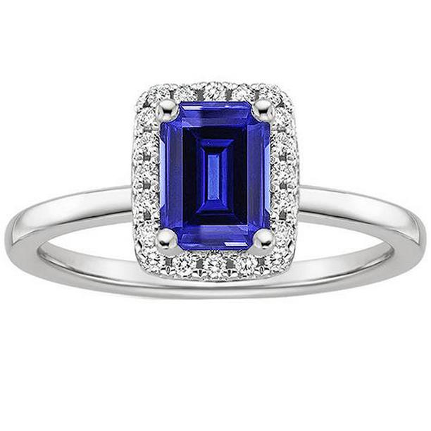 Picture of Harry Chad Enterprises 66116 4 CT Womens Emerald Sri Lankan Sapphire & Diamond Engagement Ring&#44; Size 6.5