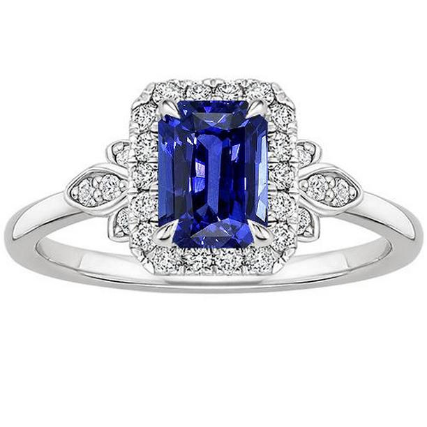 Picture of Harry Chad Enterprises 66122 4.25 CT Flower Style Emerald Ceylon Sapphire & Diamond Ring&#44; Size 6.5