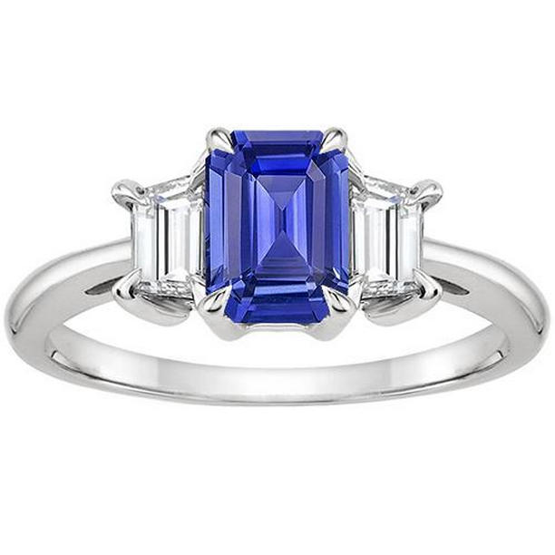 Picture of Harry Chad Enterprises 66123 3.50 CT Diamond 3 Stones Emerald Ceylon Sapphire & Diamond Ring&#44; Size 6.5