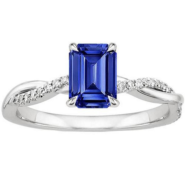 Picture of Harry Chad Enterprises 66126 3.50 CT Solitaire Accents Sri Lankan Sapphire & Diamond Ring&#44; Size 6.5