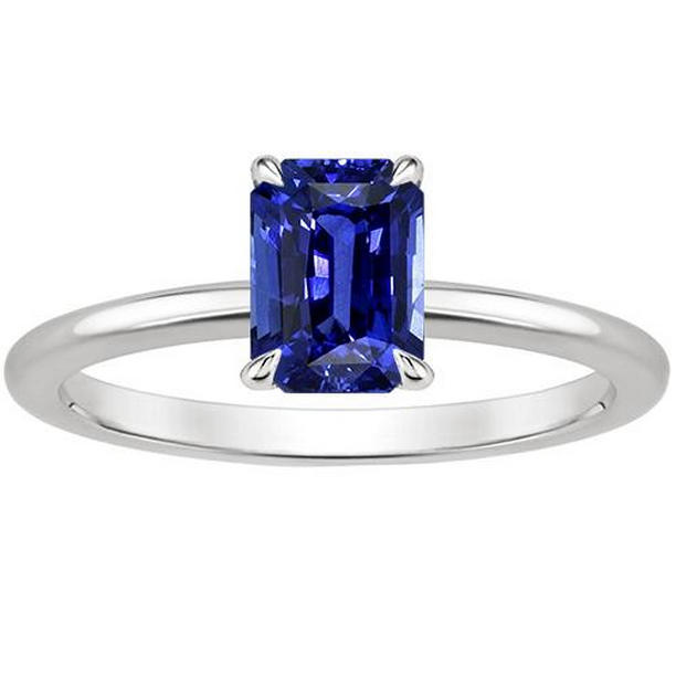 66136 3 CT Radiant Sri Lankan Sapphire Solitaire Ring, Size 6.5