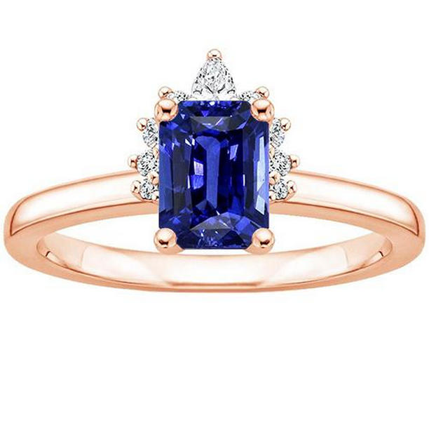 Picture of Harry Chad Enterprises 66138 3.50 CT Womens Radiant Blue Sapphire & Diamond Engagement Ring&#44; Size 6.5