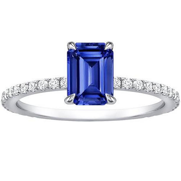 Picture of Harry Chad Enterprises 66146 4 CT Ladies Solitaire Accents Emerald Blue Sapphire & Diamond Ring&#44; Size 6.5