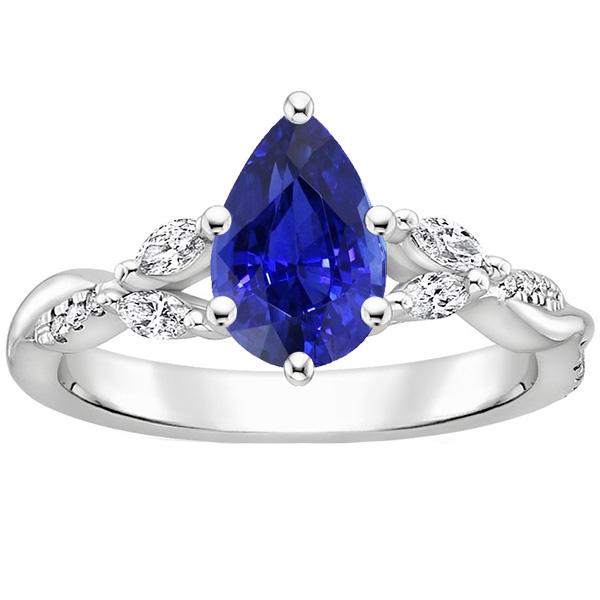 Picture of Harry Chad Enterprises 66599 4.50 CT Solitaire Ceylon Sapphire Ring with Accents Split Shank, Size 6.5
