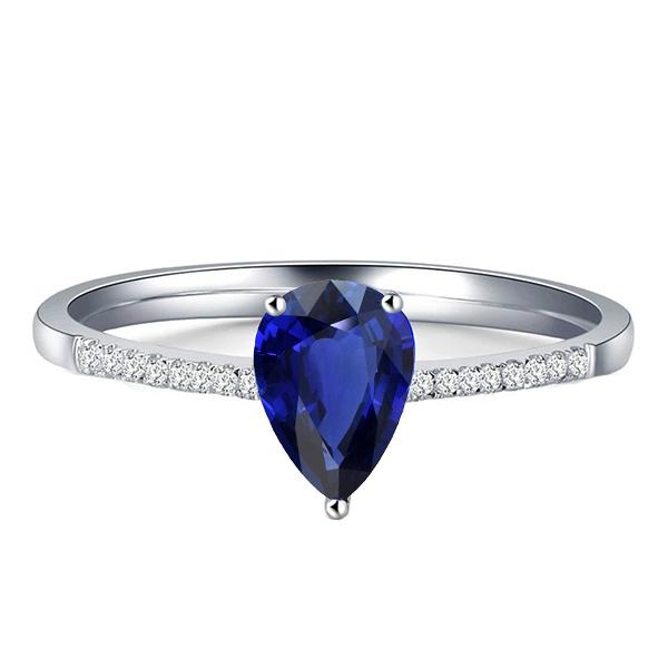 Picture of Harry Chad Enterprises 66604 2.50 CT Solitaire Oval Blue Sapphire Ring with Diamond Accents, Size 6.5